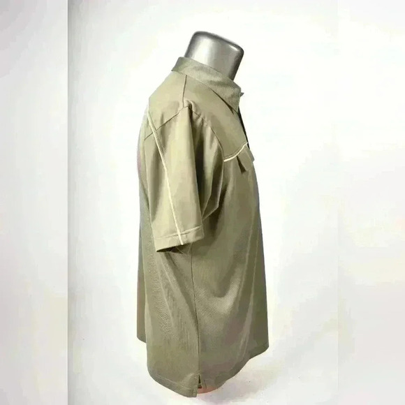 J.LINDEBERG Taupe Beige Polyester Stretch  Performance Golf Pocket Polo Large - Picture 5 of 10